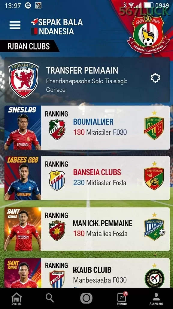 Cuplikan layar menu unduhan 567luck untuk perangkat Android